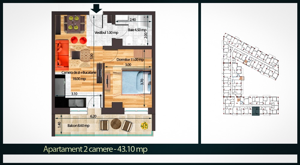 Apartament 2 Camere A 42