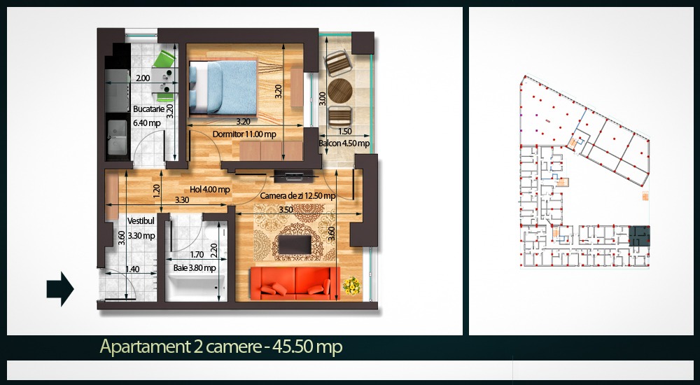 Apartament 2 Camere A 43