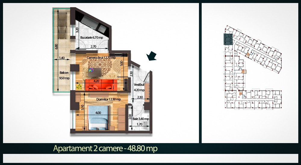 Apartament 2 Camere C 48