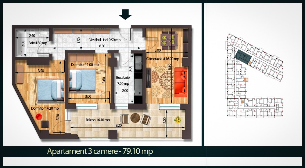 Apartament 3 Camere C 79